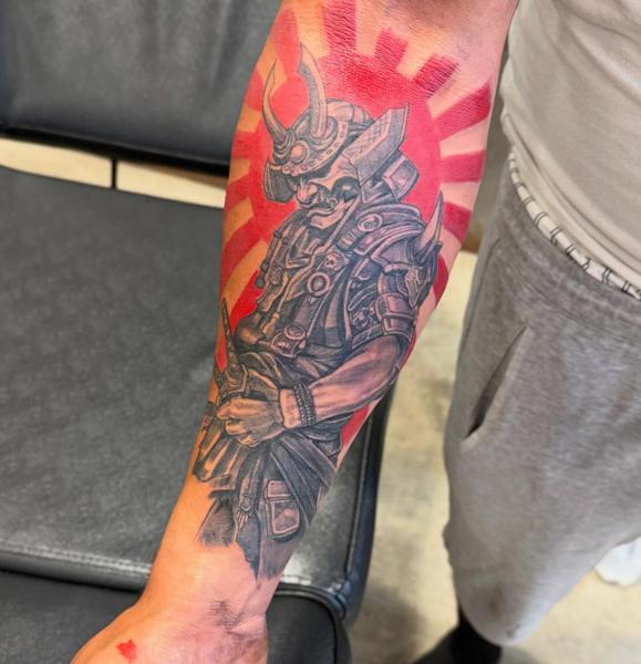 Realism samurai warrior tattoo by @d_chakki