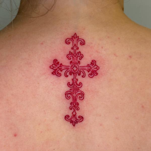 Ornamental ornamental cross tattoo by @delitetattoo
