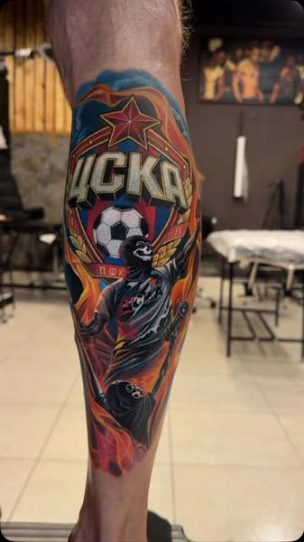 Realism cska soccer theme tattoo by @komarov_tattoo