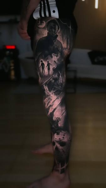 Realism horror characters tattoo by @dennisblume_tattooist