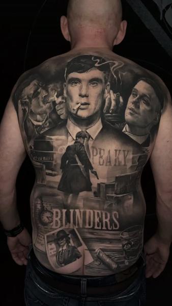 Realism peaky blinders scene tattoo by @dennisblume_tattooist
