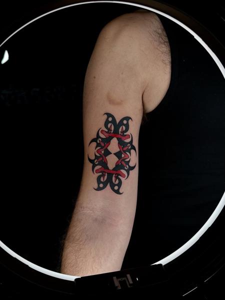 Tribal tribal design tattoo by @fitz.ttt