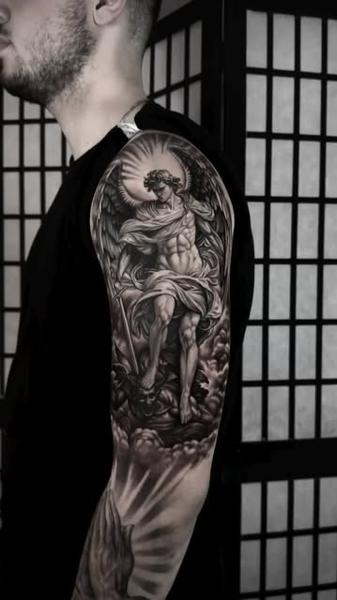 Realism angel warrior tattoo by @dinos.mts