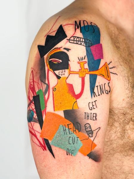 Abstract abstract trumpet player tattoo by @diotheod