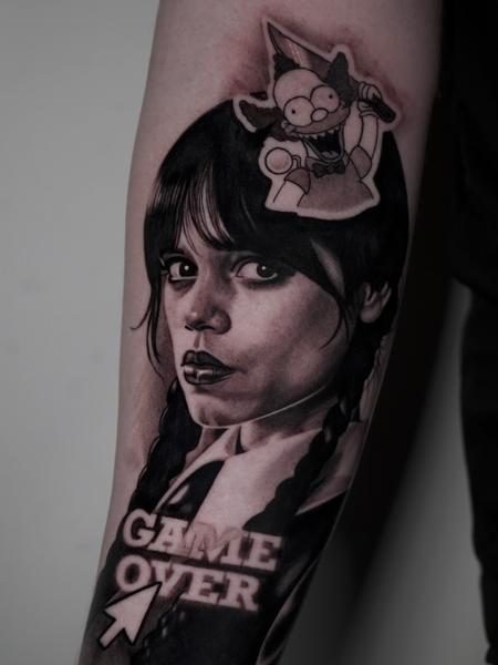 Realism character portrait tattoo by @donnafarahtattoo