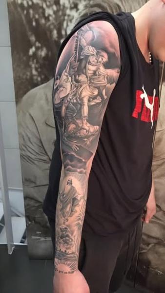 Realism angel warrior tattoo by @dreamtattooathens