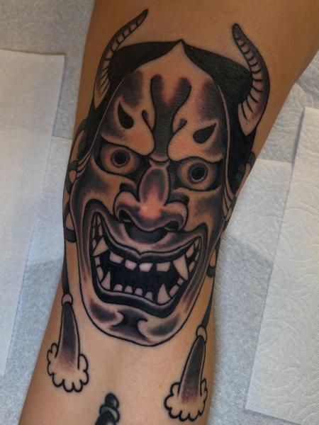 Japanese hannya mask tattoo by @dretattoo