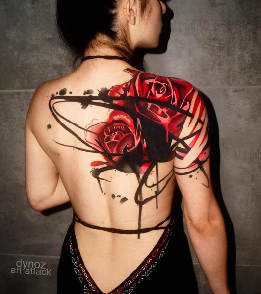 Abstract abstract roses tattoo by @dynozartattack