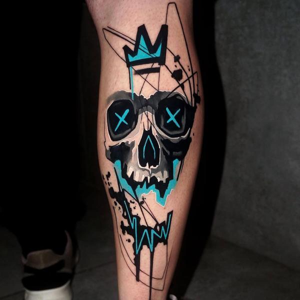 Abstract abstract skull tattoo by @dynozartattack