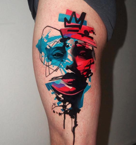 Abstract abstract face tattoo by @dynozartattack