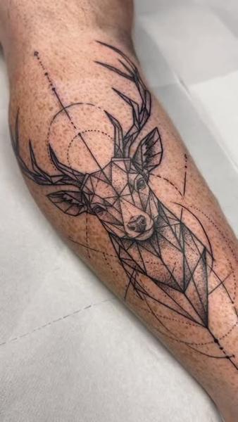 Geometric geometric deer tattoo by @tease_84