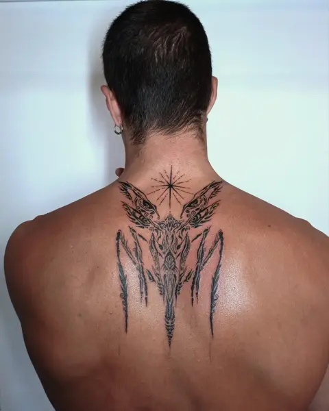 Ornamental ornamental moth tattoo by @electrabuzz._