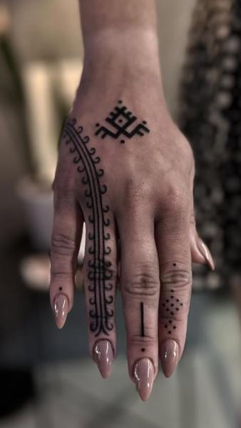 Tribal geometric pattern tattoo by @jelene_tattoo