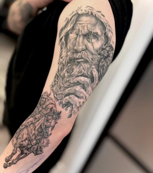 Realism mythical figure tattoo by @elle_ink_