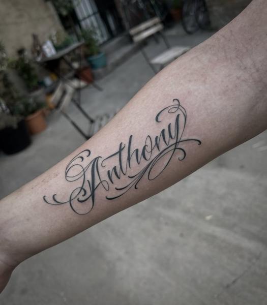 Script script name tattoo by @elliottlane