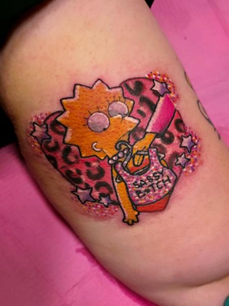 Cartoon sassy lisa simpson tattoo by @emmaelizabethtattoo