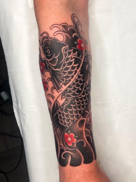 Japanese koi fish tattoo by @emmalouisetattoo