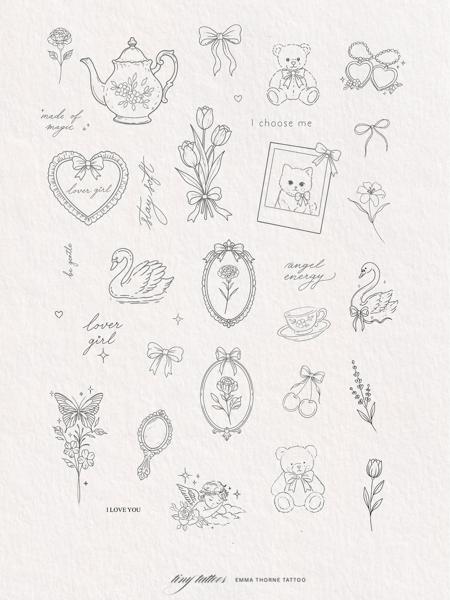 Fine line floral teapot tattoo by @emmathornetattoo