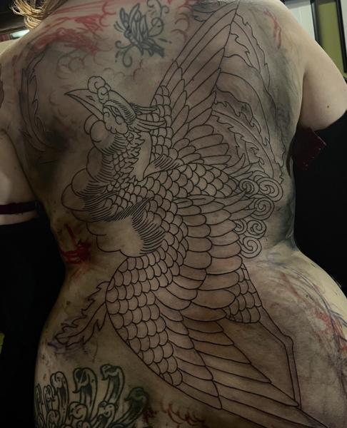 Japanese phoenix tattoo by @erik_van_cuyck