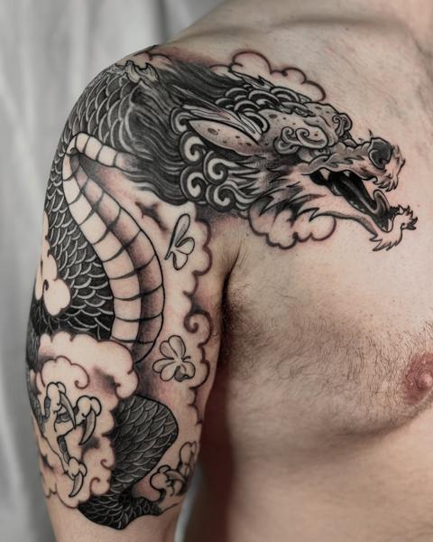 Japanese japanese dragon tattoo by @evanthiee