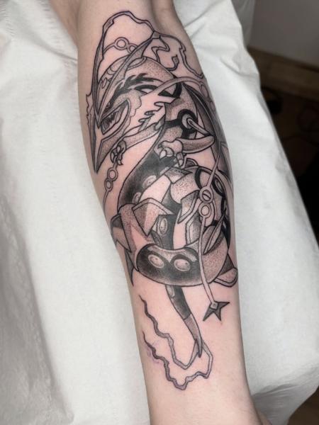 Anime mechanical rayquaza tattoo by @elzavanhouden