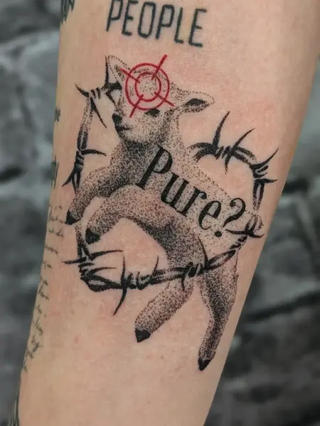 Dotwork targeted lamb tattoo by @evi.sv