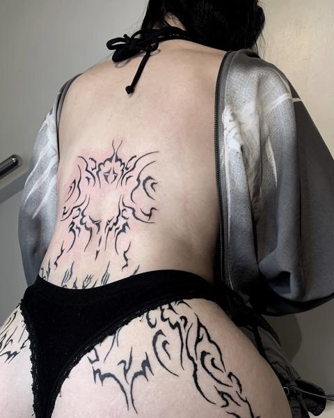 Tribal tribal pattern tattoo by @xema.tattoos