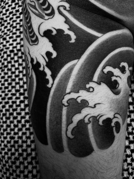 Japanese japanese waves tattoo by @ey.ron_tattoo