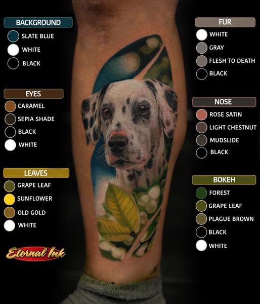 Realism dalmatian portrait tattoo by @fayeskinnertattoo