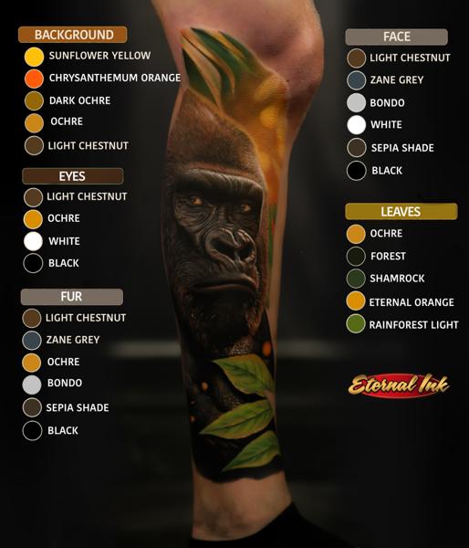 Realism gorilla portrait tattoo by @fayeskinnertattoo
