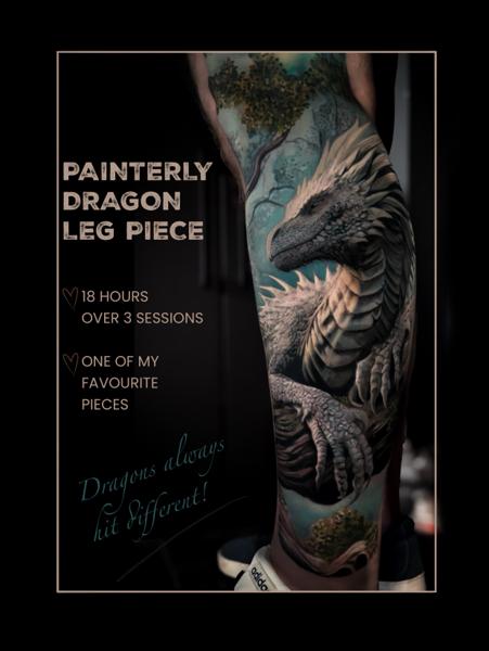 Realism dragon tattoo by @fayeskinnertattoo