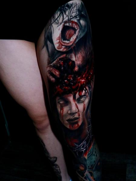 Realism horror portrait tattoo by @fer703