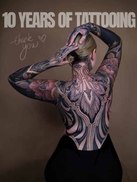 Ornamental ornamental backpiece tattoo by @filouino