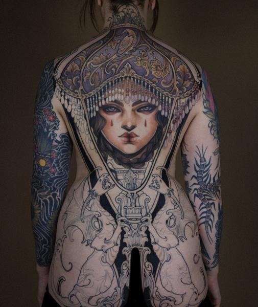Ornamental ornate portrait tattoo by @filouino