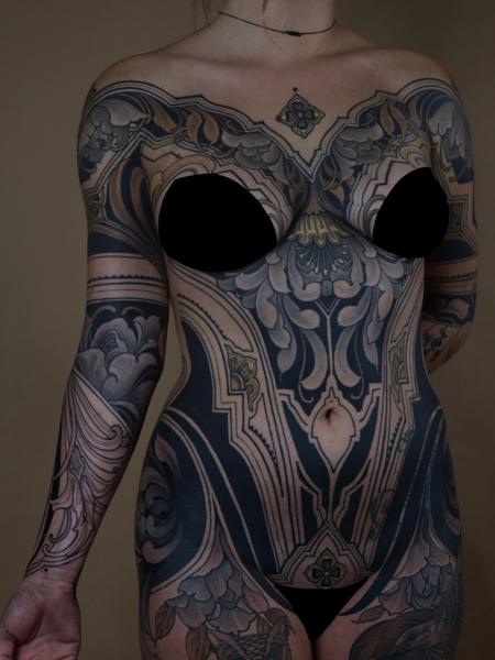 Ornamental ornamental bodysuit tattoo by @filouino