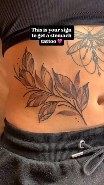 Fine line leafy branch tattoo by @fiona_jay_tattoo