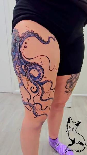 Realism octopus tattoo by @foxytattooartist