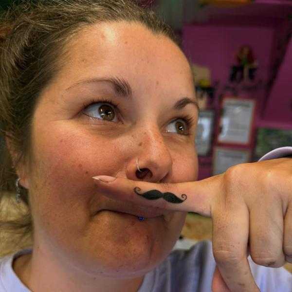 Illustrative small mustache tattoo by @fkry_tattoo