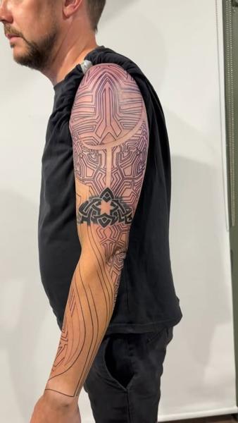 Geometric geometric pattern tattoo by @gempintattoo