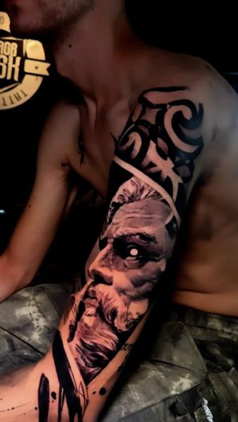 Realism mythical portrait tattoo by @daskgeorge