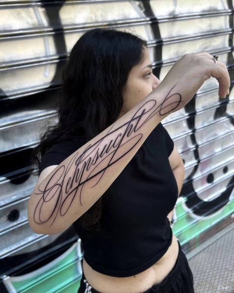 Lettering script lettering tattoo by @_kizal