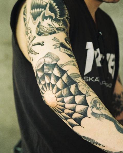 Blackwork geometric pattern tattoo by @geonik.tattoo
