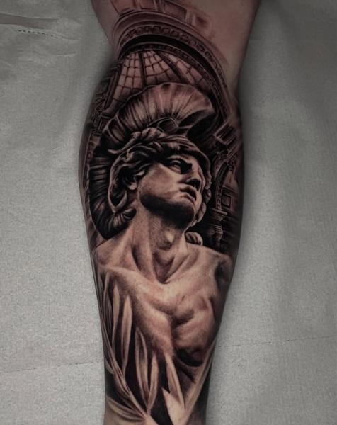 Realism roman statue tattoo by @kazatattoos