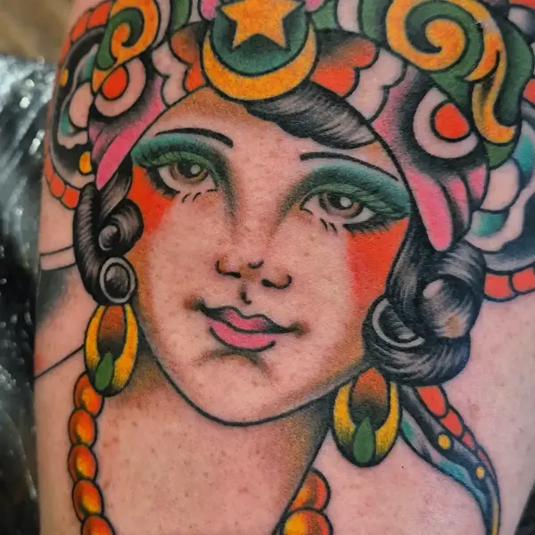 Neo-traditional neo-traditional woman tattoo by @georgiamarshalltattoo