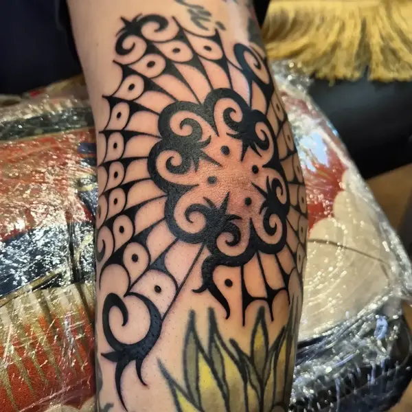 Blackwork ornamental pattern tattoo by @georgiamarshalltattoo