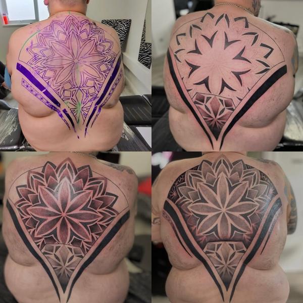 Geometric geometric mandala tattoo by @georgie_carville_tattoo
