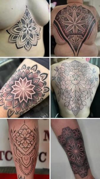 Ornamental geometric mandala tattoo by @georgie_carville_tattoo