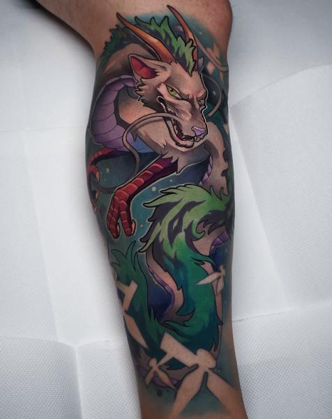 Neo-traditional mythical dragon tattoo by @gerowave_tattoo