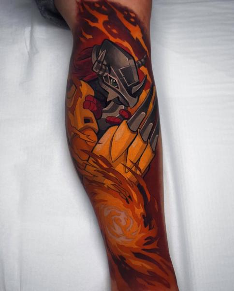 Anime robotic warrior tattoo by @gerowave_tattoo