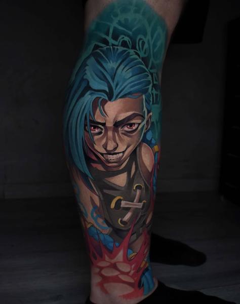Anime anime character tattoo by @gerowave_tattoo